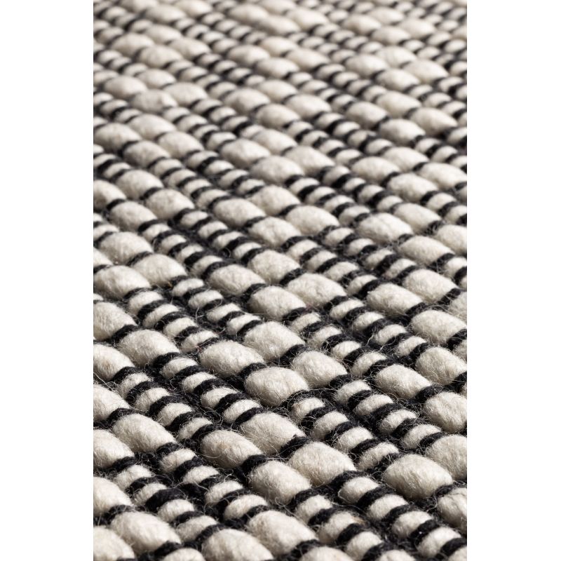 Tapis Design tissé main laine et viscose Rhythm Noir Blanc