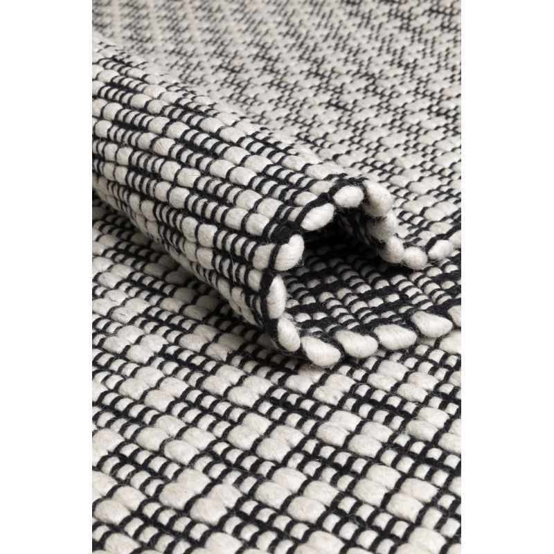Tapis Design tissé main laine et viscose Rhythm Noir Blanc