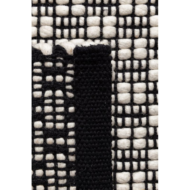 Tapis Design tissé main laine et viscose Rhythm Noir Blanc