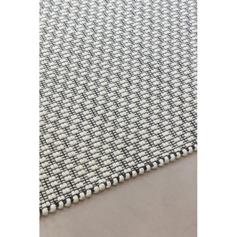 Tapis Design tissé main laine et viscose Rhythm Noir Blanc