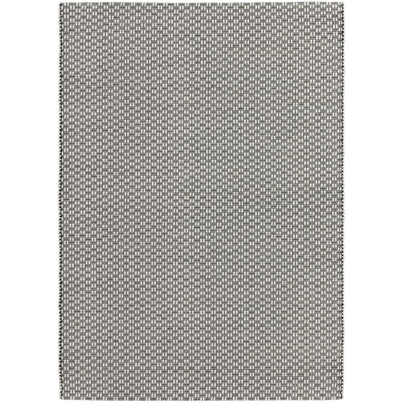 Tapis Design tissé main laine et viscose Rhythm Noir Blanc