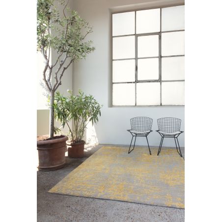 Tapis moderne noué Main Reflect Jaune et Grisen laine et viscose Tapis moderne noué Main Reflect Jaune et Grisen laine et viscose