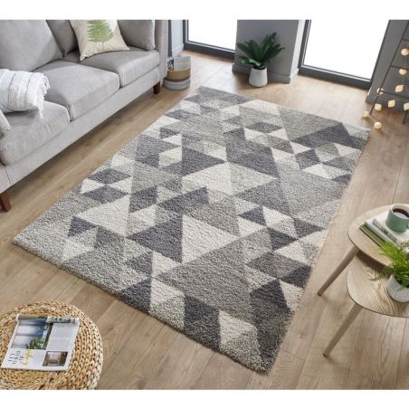 Tapis Design Géométrique Gris et Ivoire Dakari Nuru Tapis Design Géométrique Gris et Ivoire Dakari Nuru