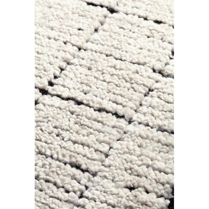 Tapis de salon design tissé main laine et laine et viscose Mesh Écru et Anthracite