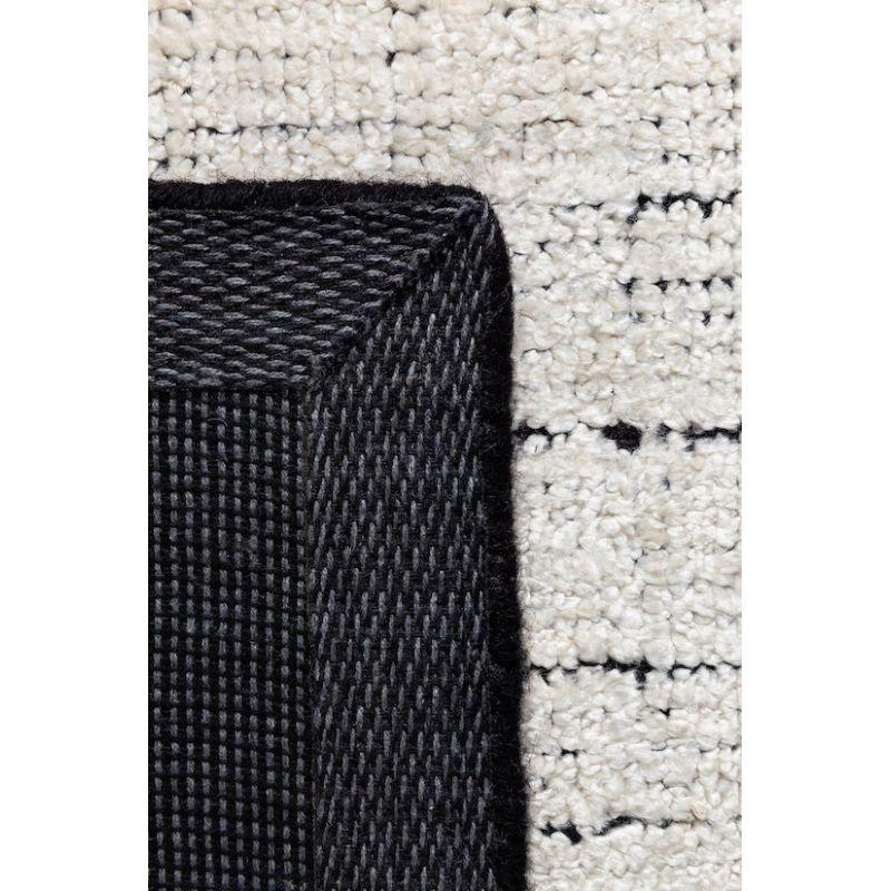 Tapis de salon design tissé main laine et laine et viscose Mesh Écru et Anthracite