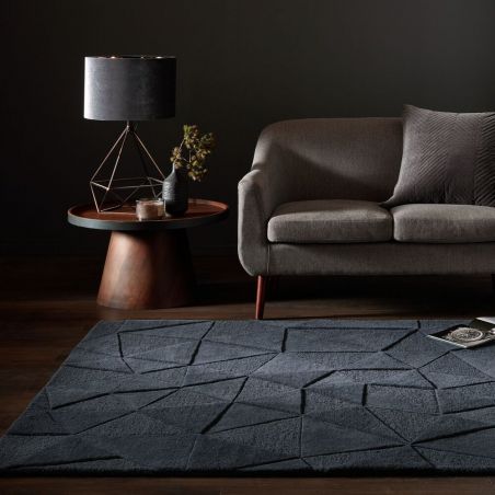 Tapis de salon moderne géométrique moderno Eclat gris ardoise Tapis de salon moderne géométrique moderno Eclat gris ardoise