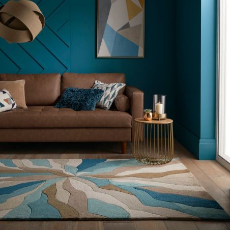 Tapis de salon polyester Design Bleu Canard Infinite Tapis de salon polyester Design Bleu Canard Infinite