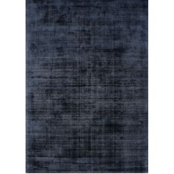 Tapis de salon haut de gamme en viscose tissé main Elizabeth Bleu Nuit