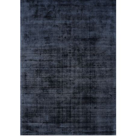 Tapis de salon haut de gamme en viscose tissé main Elizabeth Bleu Nuit