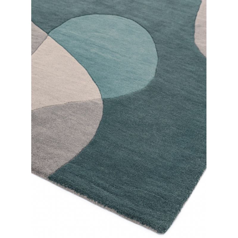 Tapis de Salon original moderne pure laine Medley Gris et Bleu Teal