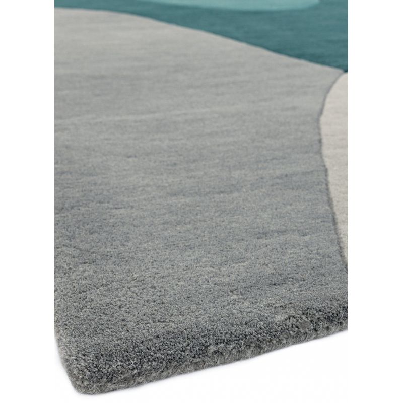 Tapis de Salon original moderne pure laine Medley Gris et Bleu Teal