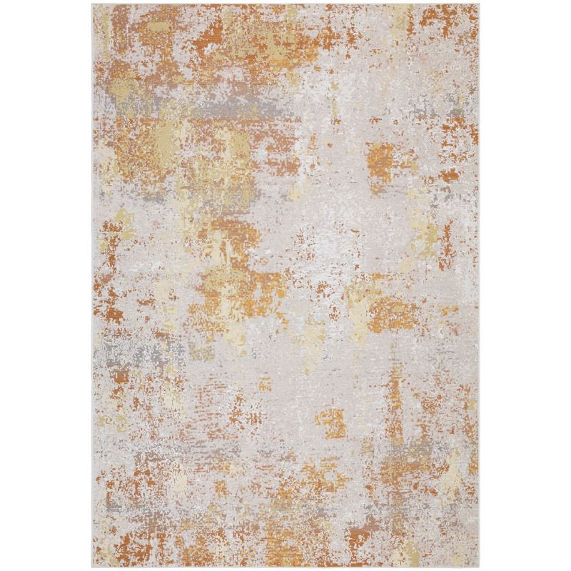 Tapis de salon en laine et coton motif fondu écru, beige, jaune, orange et terracotta Douala