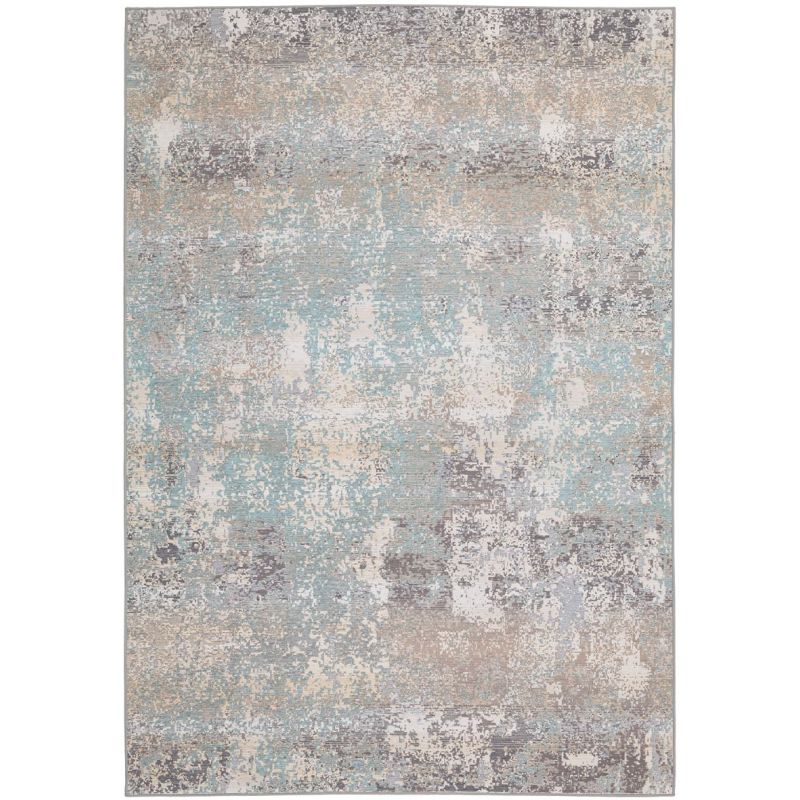 Tapis en laine et coton motif fondu écru, beige, gris et bleu ciel Lomé