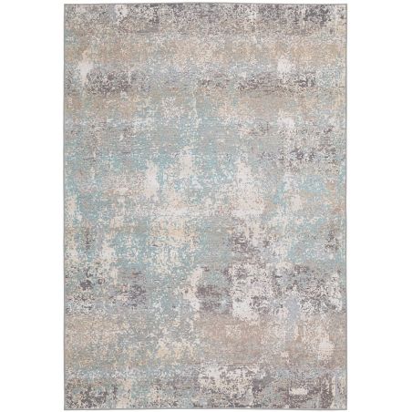 Tapis en laine et coton motif fondu écru, beige, gris et bleu ciel Lomé