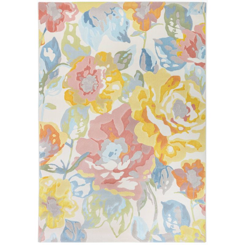 Tapis de salon bouquet Abeba coloris multicolore pastel