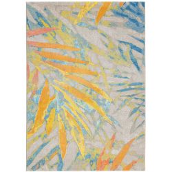 Tapis polyester Harare motifs fleurs multicolore orange jaune bleu salon