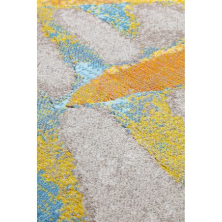 Tapis polyester Harare motifs fleurs multicolore orange jaune bleu bureau
