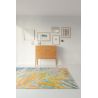 Tapis polyester Harare motifs fleurs multicolore orange jaune bleu décoration interieur