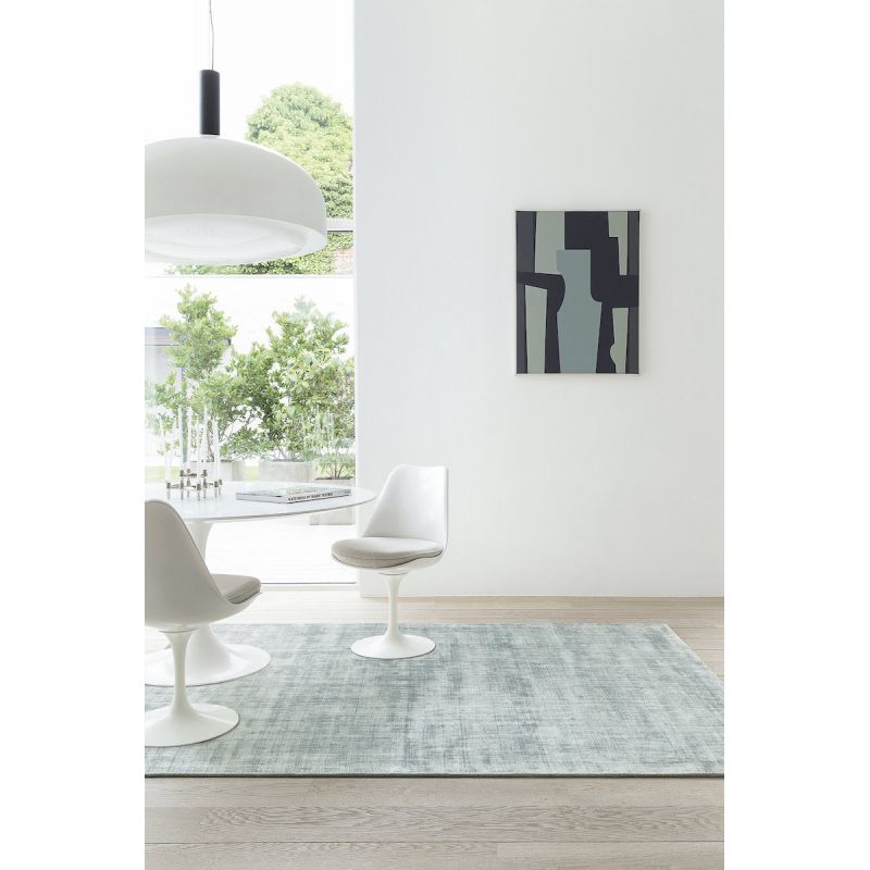 Tapis de salon prestige tissé main en viscose Current Vert Céladon