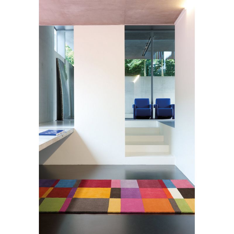 Tapis de salon Haut de Gamme en laine Patch Multicolore