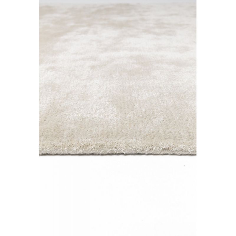 Tapis de salon design haut de gamme en viscose Traces Blanc Cassé