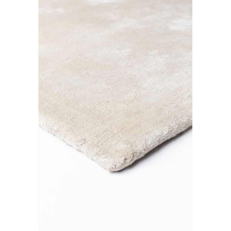 Tapis de salon design haut de gamme en viscose Traces Blanc Cassé
