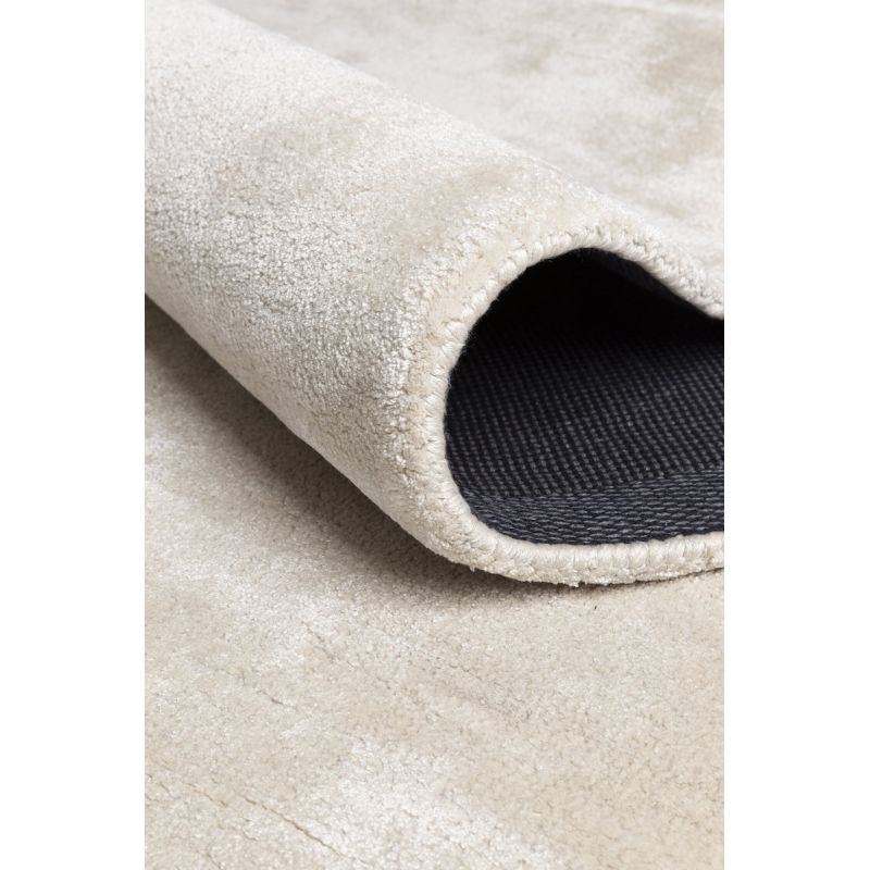 Tapis de salon design haut de gamme en viscose Traces Blanc Cassé