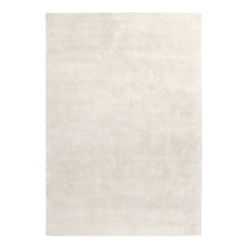 Tapis de salon design haut de gamme en viscose Traces Blanc Cassé - LIGNE PURE