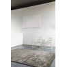 Tapis de salon design haut de gamme en viscose Traces Gris taupe