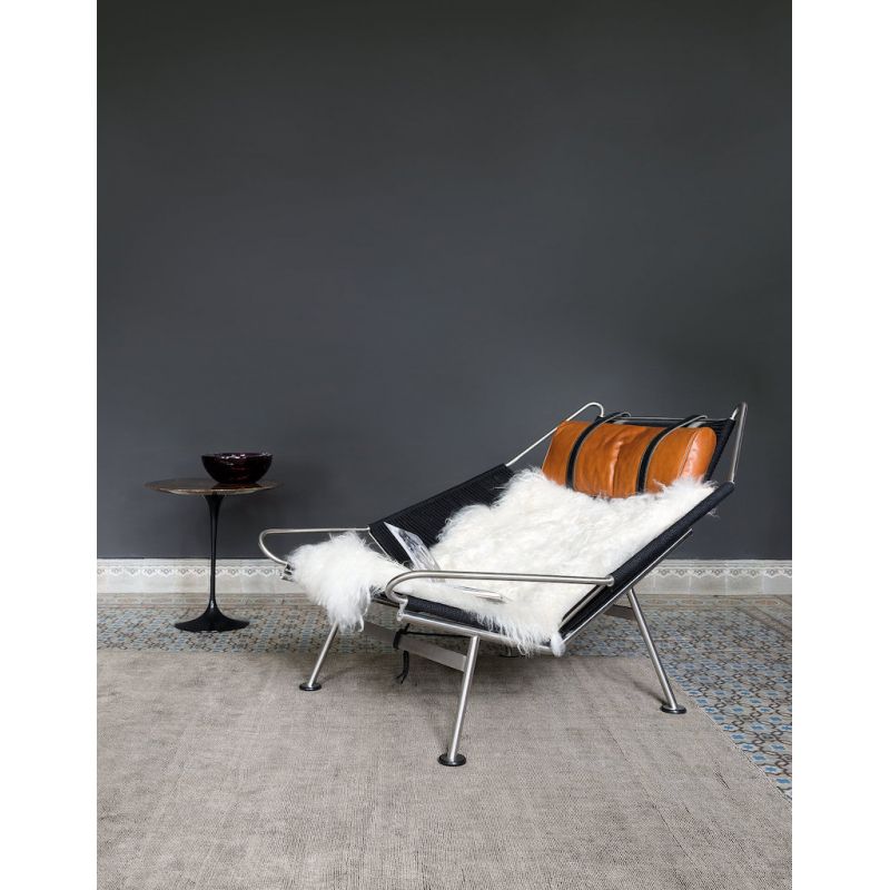 Tapis de salon prestige tissé main en viscose Current Gris