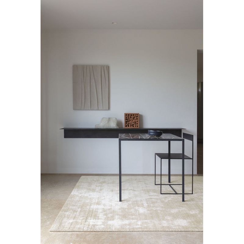 Tapis Design tissé main en viscose et laine Chiné ivoire Ripple