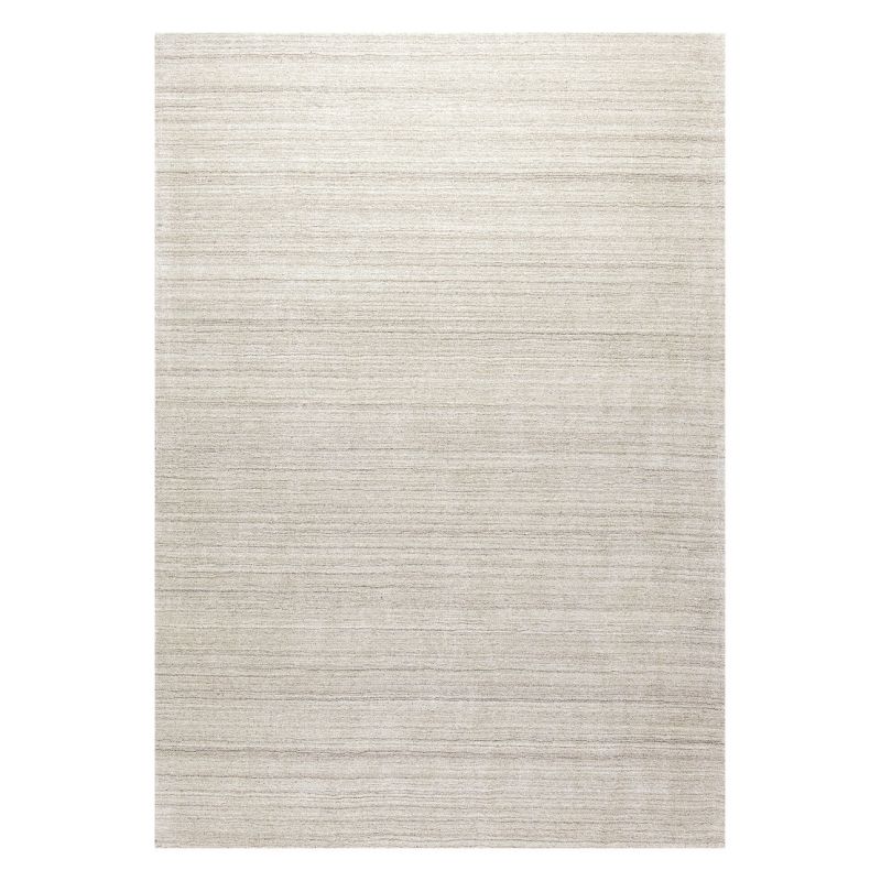 Tapis moderne en laine uni, tissé à la main, de couleur beige