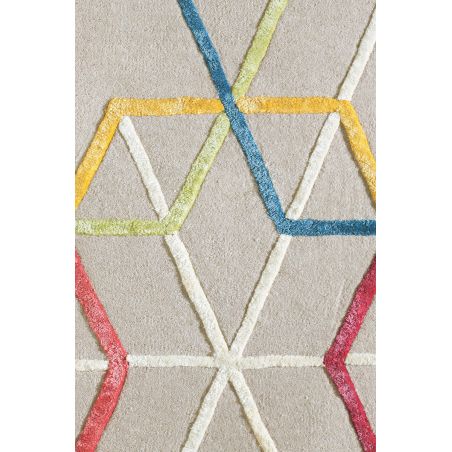 Tapis de salon moderne Hexagon à motifs Multicolores en Laine et Viscose tufté main Tapis de salon moderne Hexagon à motifs Multicolores en Laine et Viscose tufté main