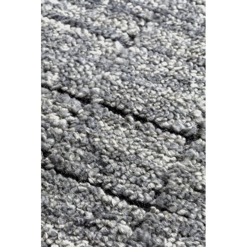 Tapis de salon design tissé main en laine et viscose Mesh Gris et Anthracite 