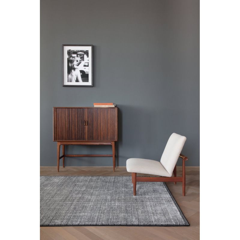 Tapis de salon design tissé main en laine et viscose Mesh Gris et Anthracite 