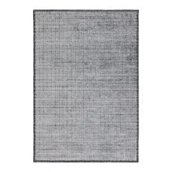 Tapis de salon design tissé main en laine et viscose Mesh Gris et Anthracite