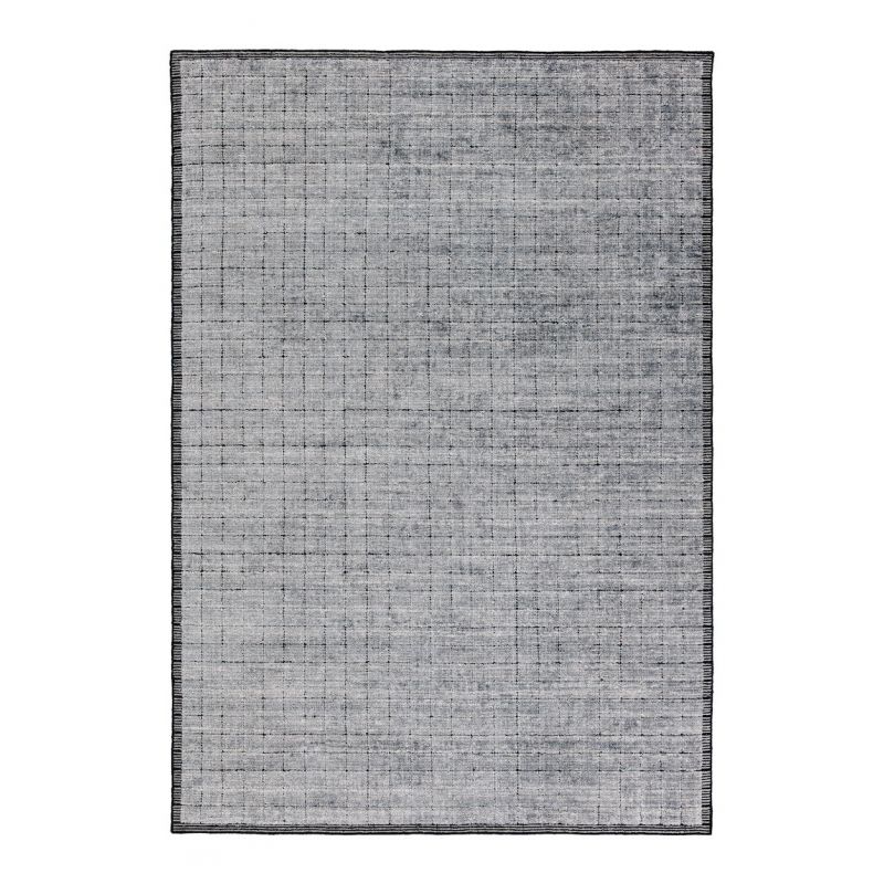 Tapis de salon design tissé main en laine et viscose Mesh Gris et Anthracite 