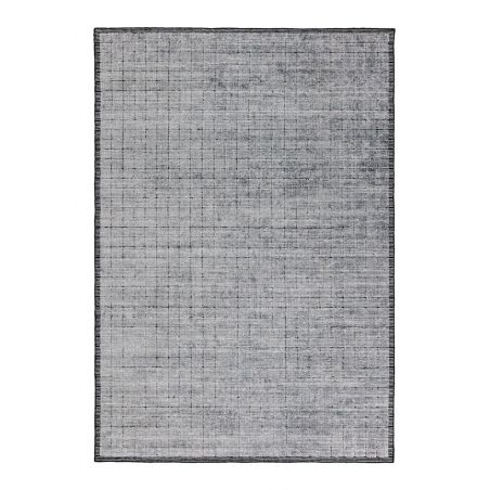 Tapis de salon design tissé main en laine et viscose Mesh Gris et Anthracite 