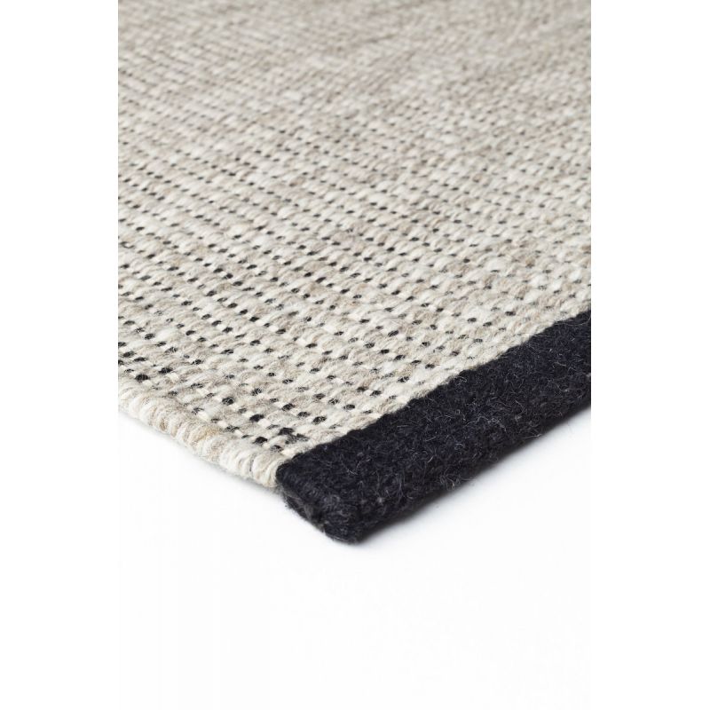 Tapis tissé main en laine Marvel noir et écru