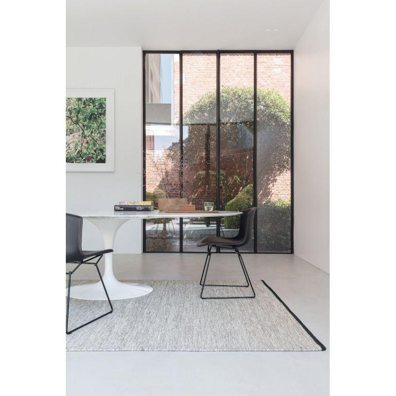 Tapis tissé main en laine Marvel noir et écru