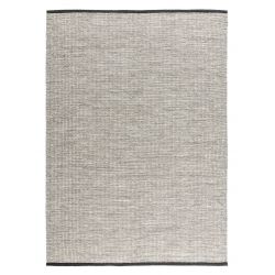 Tapis tissé main en laine Marvel noir et écru