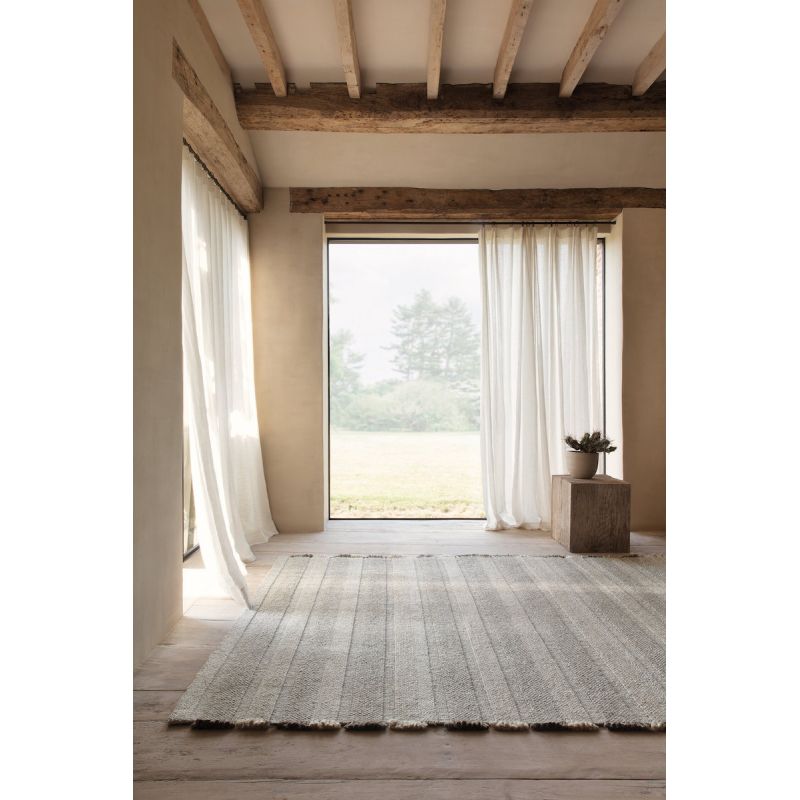 Tapis Moderne tissé main laine et viscose Grade Ecru et taupe