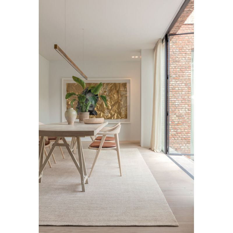 Tapis Moderne tissé main en laine et soie de bambou Oat beige