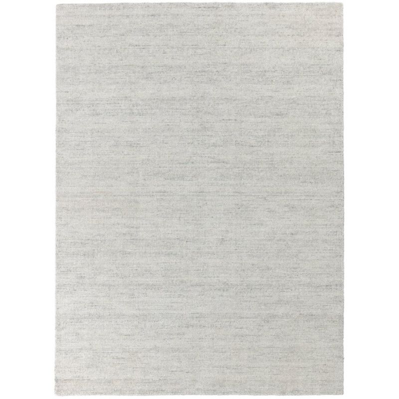 Tapis Contemporain tissé main en laine et soie de bambou Oat Gris clair