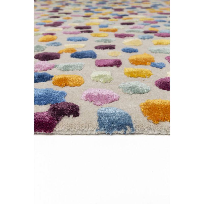 Tapis Moderne tufté main et laine et viscose Dotted Multicolore