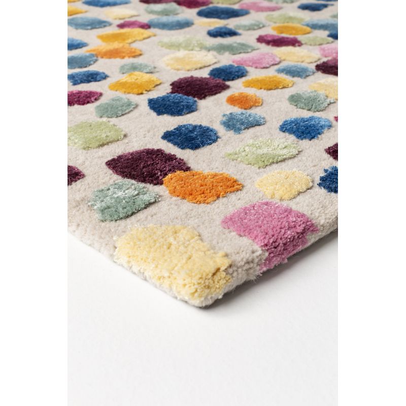 Tapis Moderne tufté main et laine et viscose Dotted Multicolore