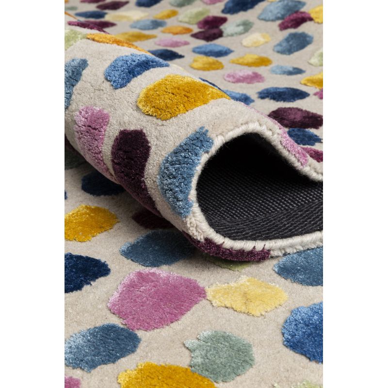 Tapis Moderne tufté main et laine et viscose Dotted Multicolore