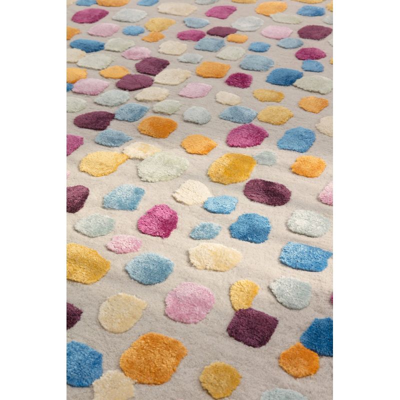 Tapis Moderne tufté main et laine et viscose Dotted Multicolore