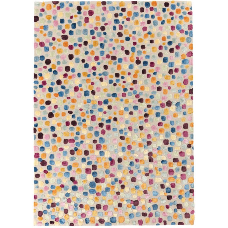 Tapis Moderne tufté main et laine et viscose Dotted Multicolore