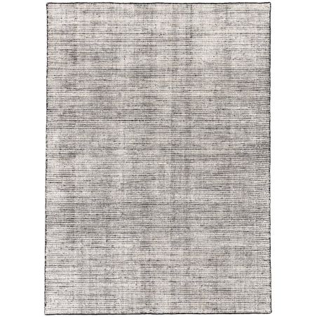 Tapis Moderne tissé main en laine et soie de bambou Oat Noir